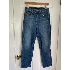 Uniqlo Jeans Women's 28 High Rise Straight Leg Stretch Denim Dark Wash